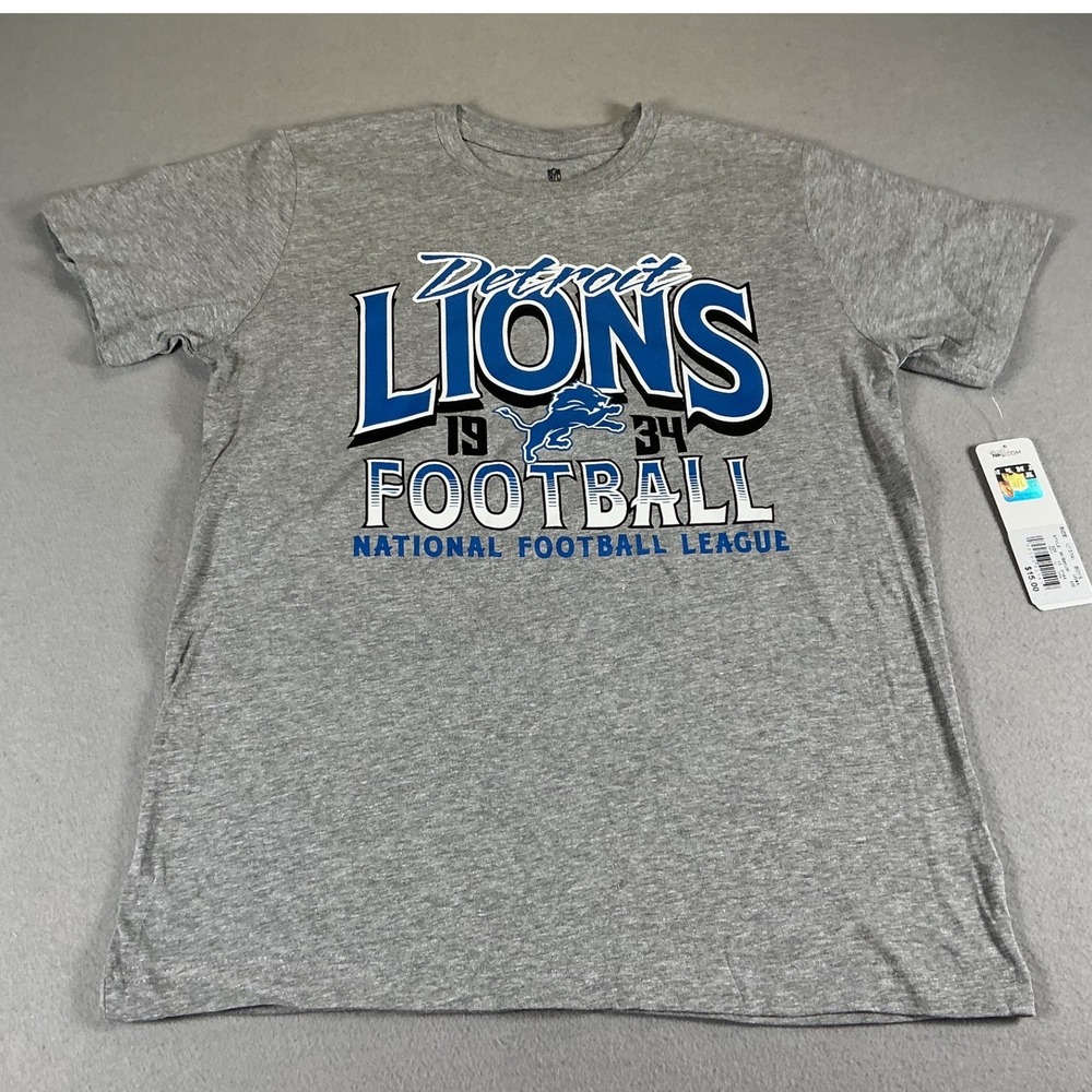 Detroit Lions Youth‎ L 12-14 NFL Graphic T Shirt Gray Football Tee NWT